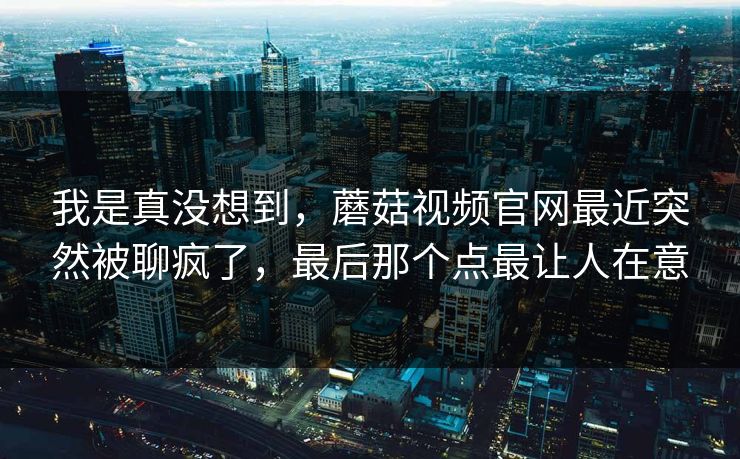 我是真没想到，蘑菇视频官网最近突然被聊疯了，最后那个点最让人在意