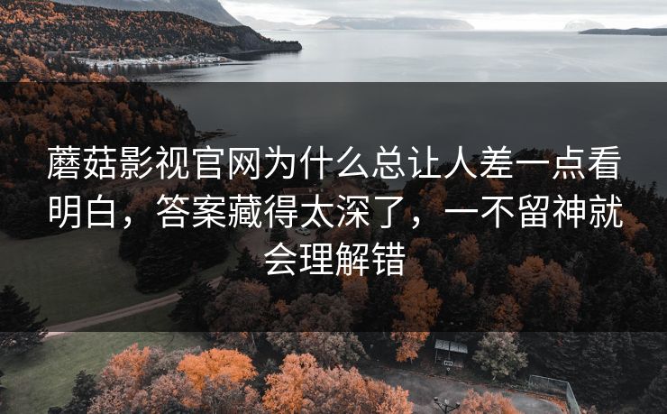蘑菇影视官网为什么总让人差一点看明白，答案藏得太深了，一不留神就会理解错