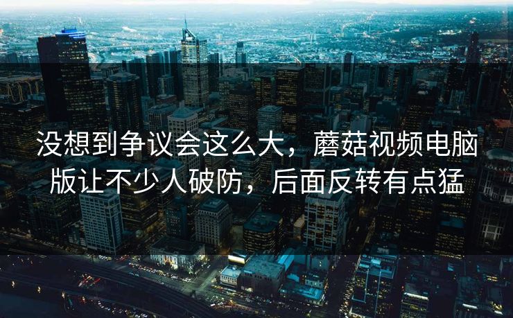 没想到争议会这么大，蘑菇视频电脑版让不少人破防，后面反转有点猛