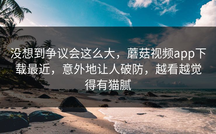 没想到争议会这么大，蘑菇视频app下载最近，意外地让人破防，越看越觉得有猫腻