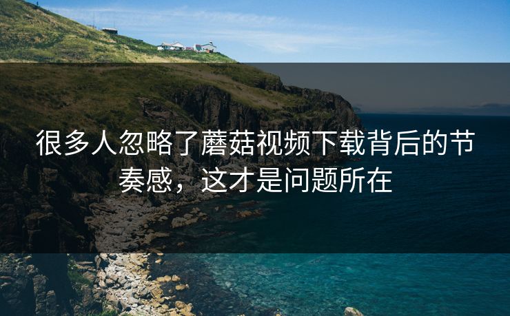 很多人忽略了蘑菇视频下载背后的节奏感，这才是问题所在