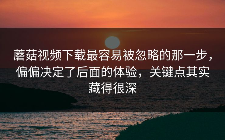 蘑菇视频下载最容易被忽略的那一步，偏偏决定了后面的体验，关键点其实藏得很深