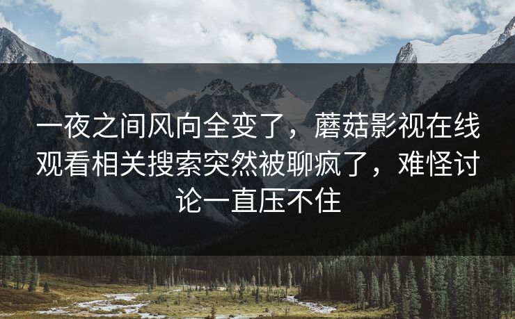 一夜之间风向全变了，蘑菇影视在线观看相关搜索突然被聊疯了，难怪讨论一直压不住