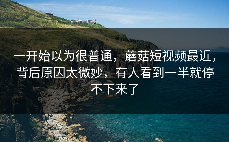 一开始以为很普通，蘑菇短视频最近，背后原因太微妙，有人看到一半就停不下来了