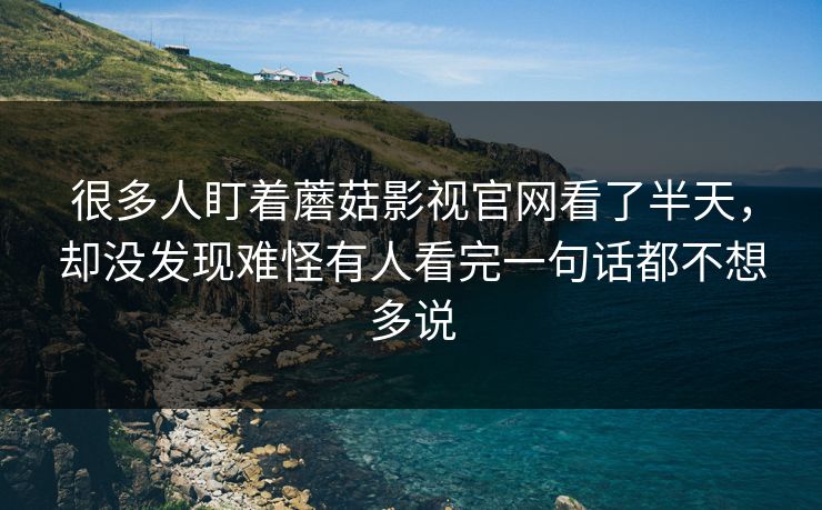 很多人盯着蘑菇影视官网看了半天，却没发现难怪有人看完一句话都不想多说