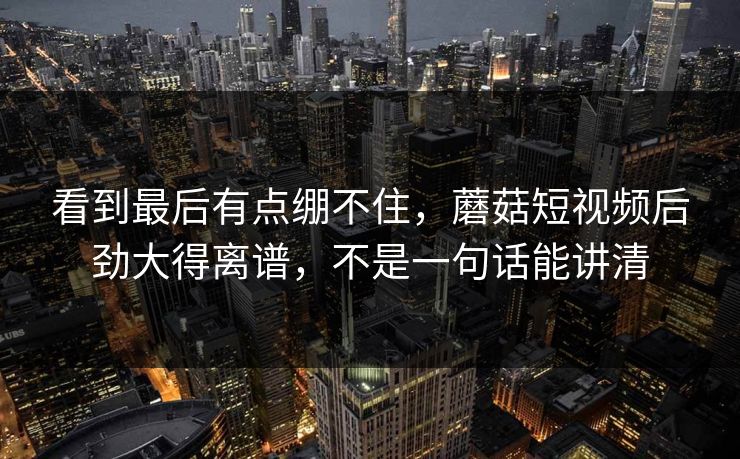 看到最后有点绷不住，蘑菇短视频后劲大得离谱，不是一句话能讲清