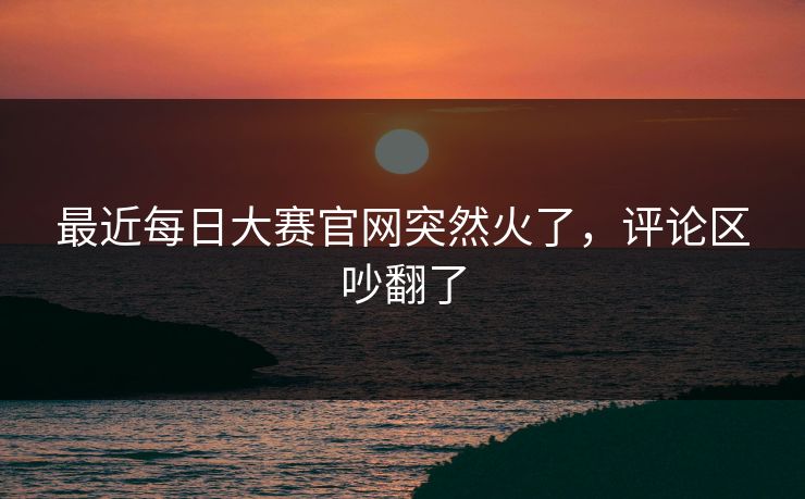 最近每日大赛官网突然火了，评论区吵翻了