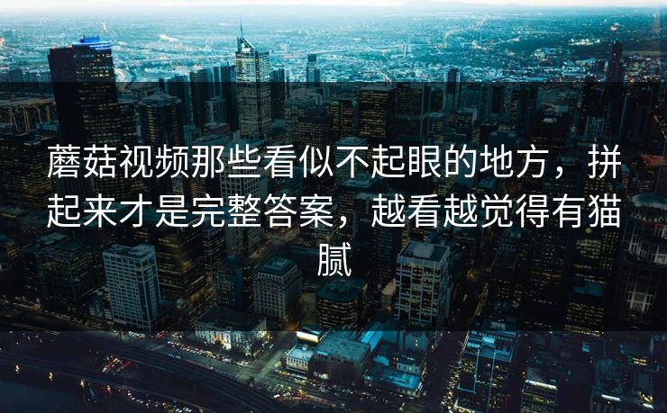 蘑菇视频那些看似不起眼的地方，拼起来才是完整答案，越看越觉得有猫腻