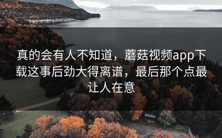 真的会有人不知道，蘑菇视频app下载这事后劲大得离谱，最后那个点最让人在意