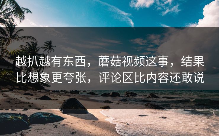 越扒越有东西，蘑菇视频这事，结果比想象更夸张，评论区比内容还敢说