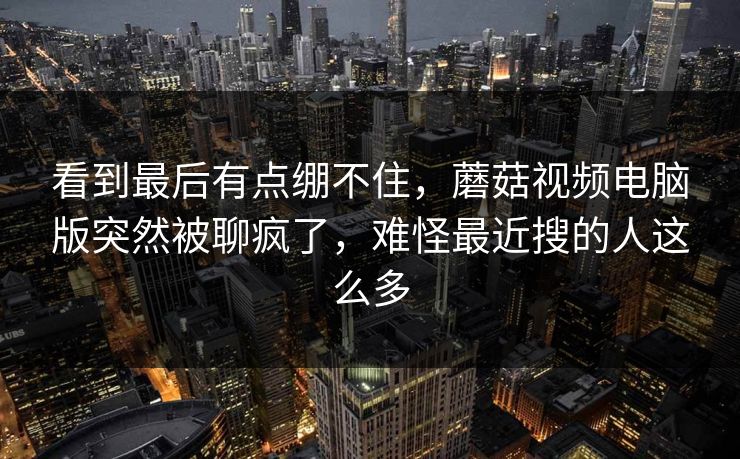 看到最后有点绷不住，蘑菇视频电脑版突然被聊疯了，难怪最近搜的人这么多