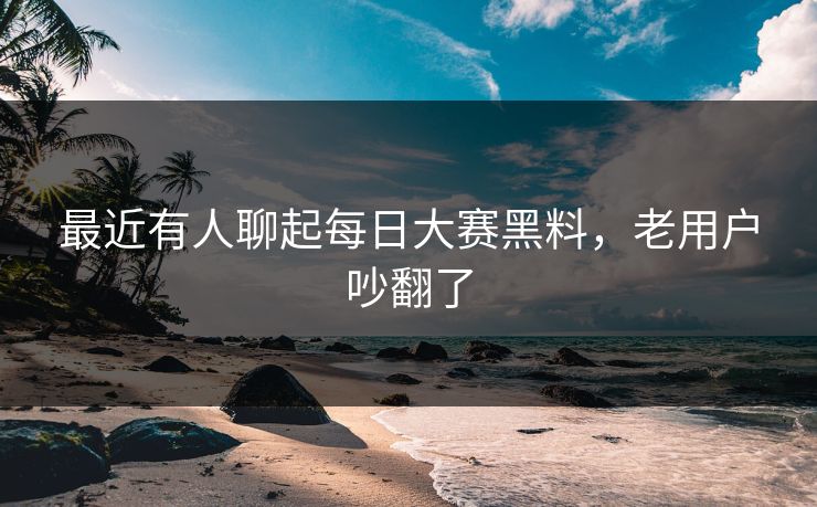 最近有人聊起每日大赛黑料，老用户吵翻了